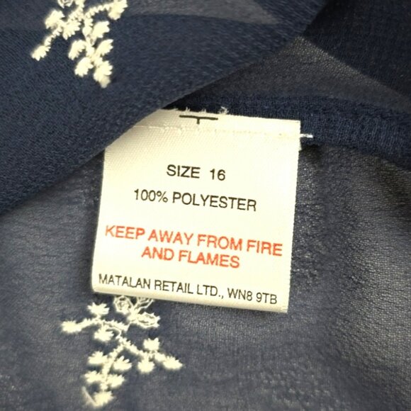Papaya Weekend Women's Navy Semi Sheer Embroider 3/4 Length Sleeves Blouse Sz 16 - Picture 8 of 12
